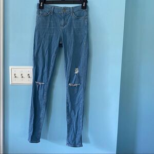 Topshop skinny blue jean with rips